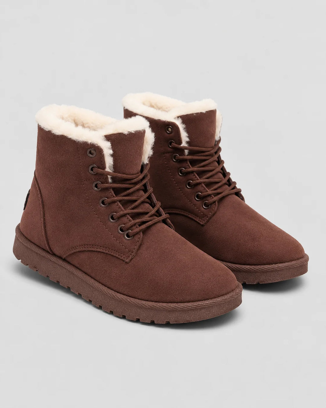 Bottines Femme Hiver – Tige Coton à Lacets, Talon Plat