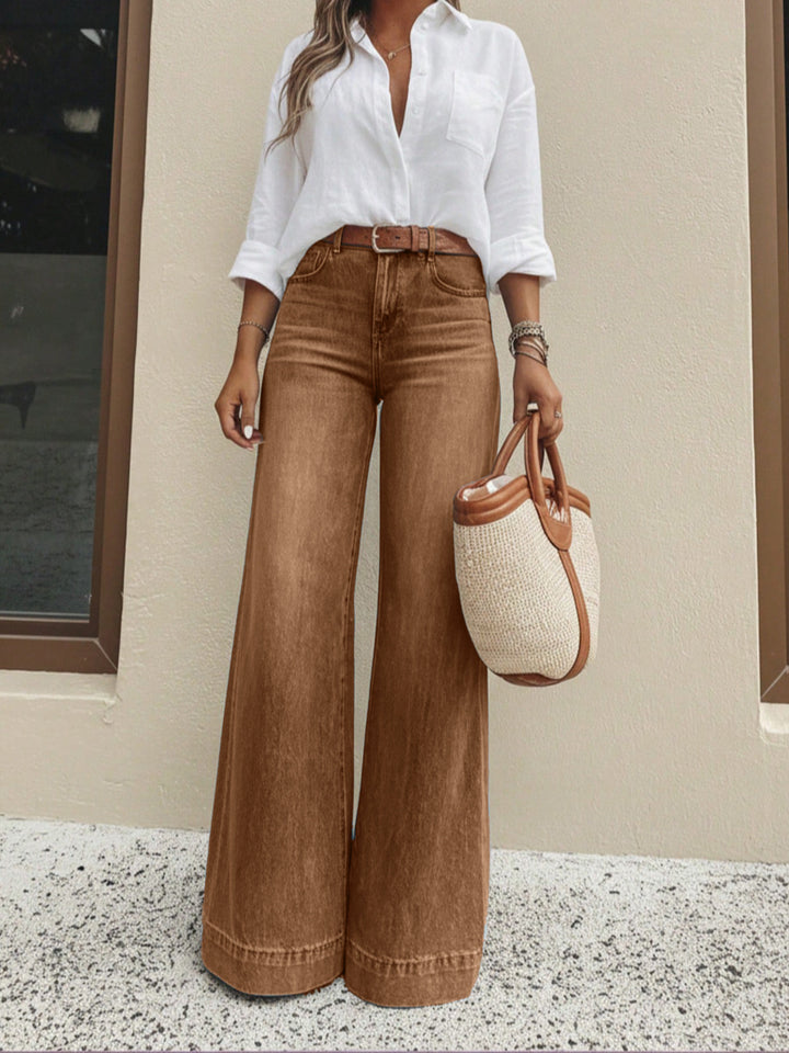 Pantalon Large Femme en Denim – Taille Haute Vintage
