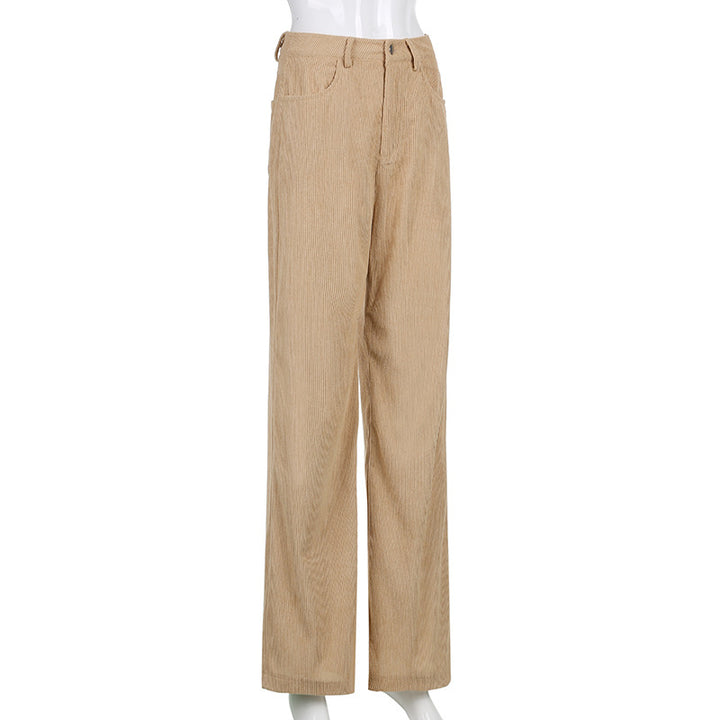 Pantalon Large Femme Côtelé – Coupe Ample Tissu Drape