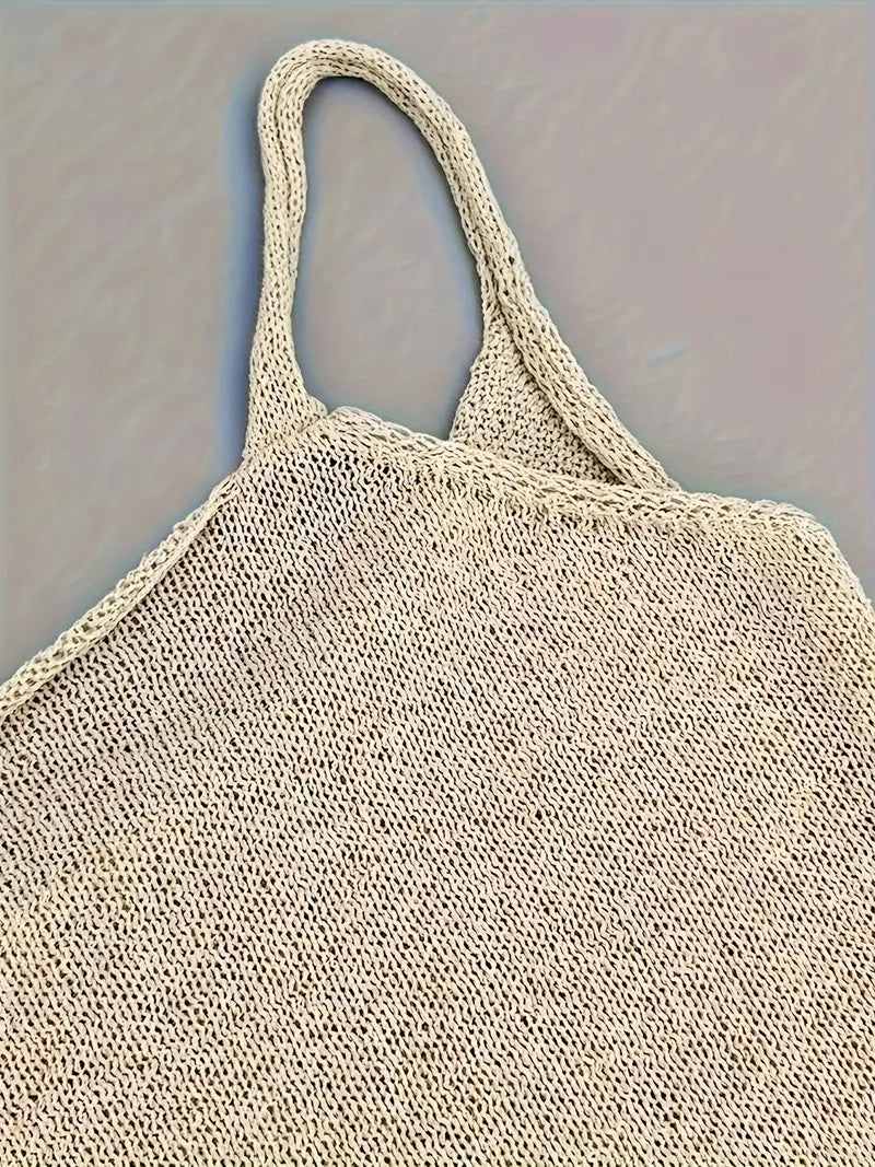 Mini-Strickkleid für Damen – Dünne Träger und Rückenausschnitt