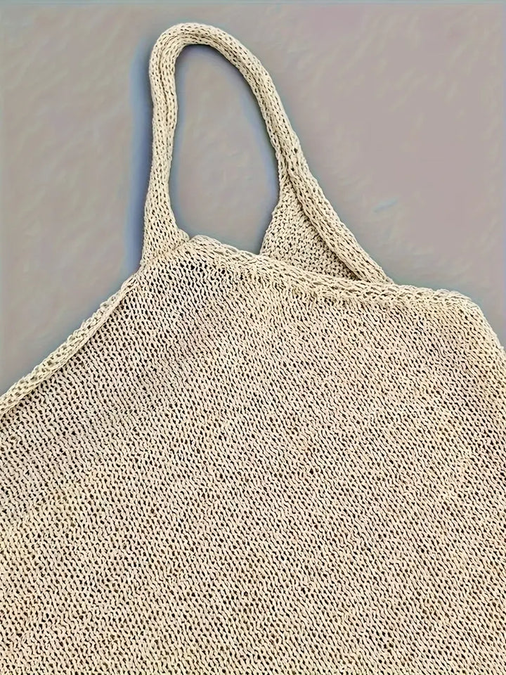 Mini-Strickkleid für Damen – Dünne Träger und Rückenausschnitt