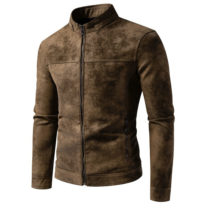 Retro-Herren-Blouson aus Kunstleder – Stehkragen und lockere Passform