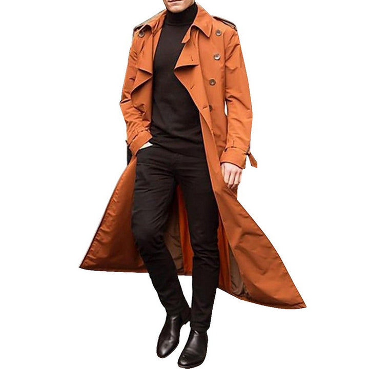 Langer Herrenmantel - Klassischer zweireihiger Trenchcoat