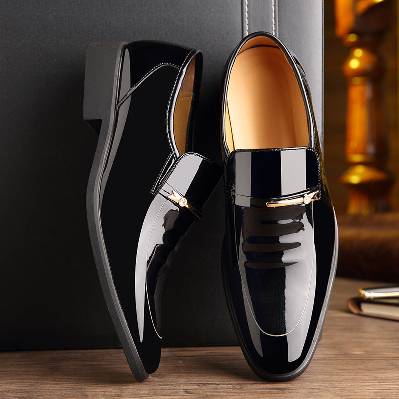 Mocassins Homme à Bout Pointu – Barrette Métal, Fini Brillant
