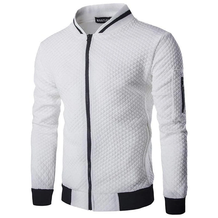 Herrenstrickjacke mit strukturierter Strickoptik – strukturierter Reißverschluss‑Verschluss