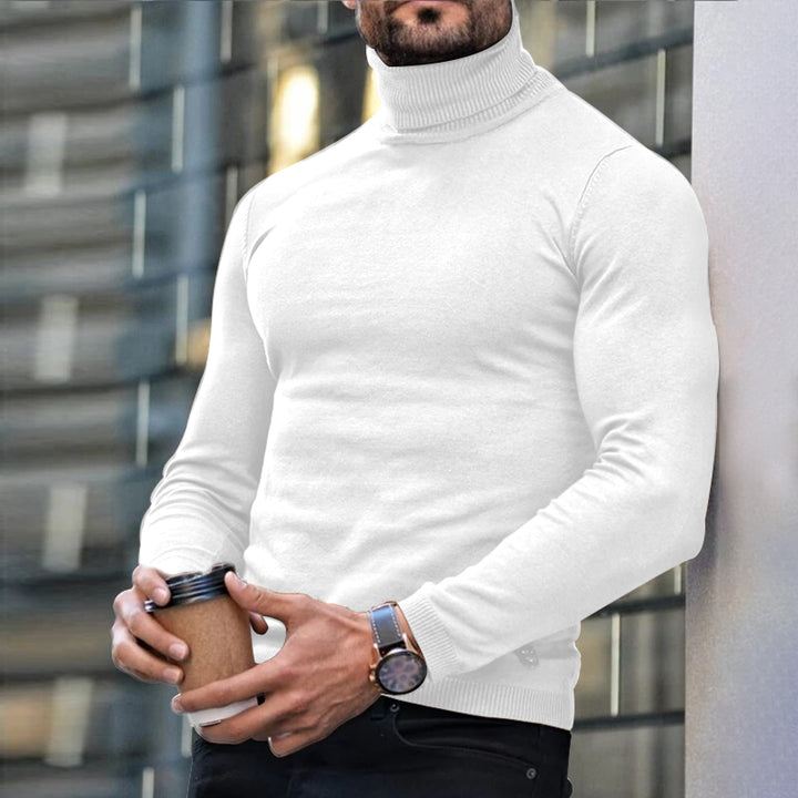 Herren-Pullover mit Rollkragen aus Feinstrick – Gerader, minimalistischer Schnitt