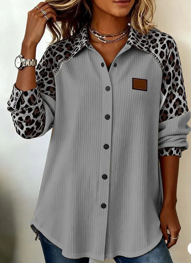 Blouse Femme Imprimée Col Tailleur – Coupe Décontractée Cardigan