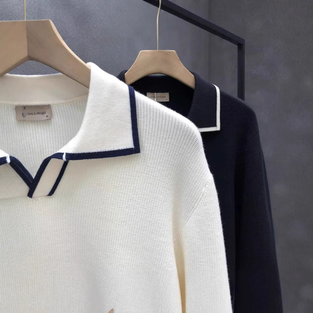 Pull Col Polo Homme en Maille – Coupe Décontractée Casual