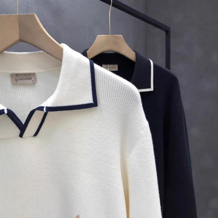 Pull Col Polo Homme en Maille – Coupe Décontractée Casual