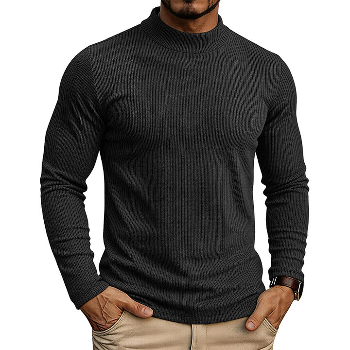Herren-Pullover mit Stehkragen – Feinstrick und figurbetonte Passform