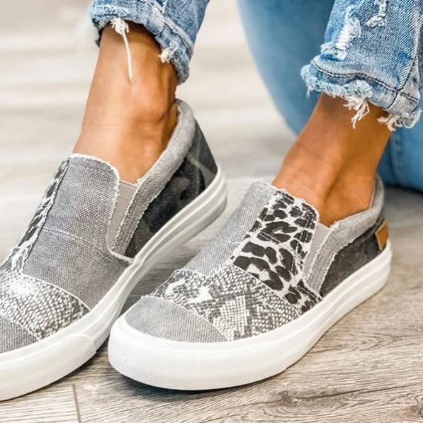 Damskie płócienne sneakersy wsuwane – Elastyczna cholewka, łatwe zakładanie