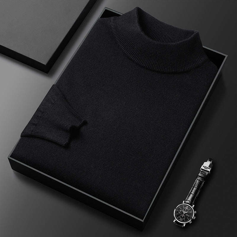 Schmal geschnittener Herren-Pullover aus Strick – Dicker Stehkragen