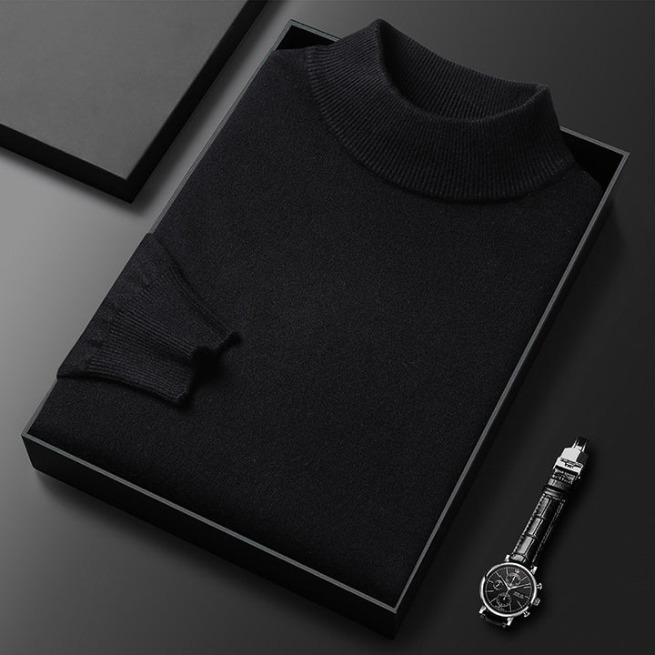 Schmal geschnittener Herren-Pullover aus Strick – Dicker Stehkragen