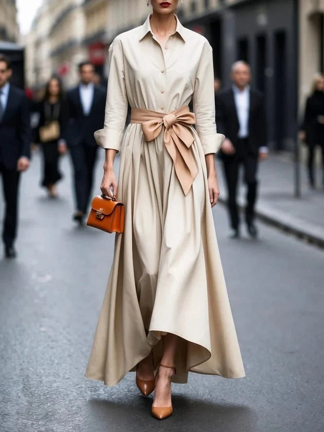 Robe Maxi Femme – Coupe Fluide, Taille Lacée