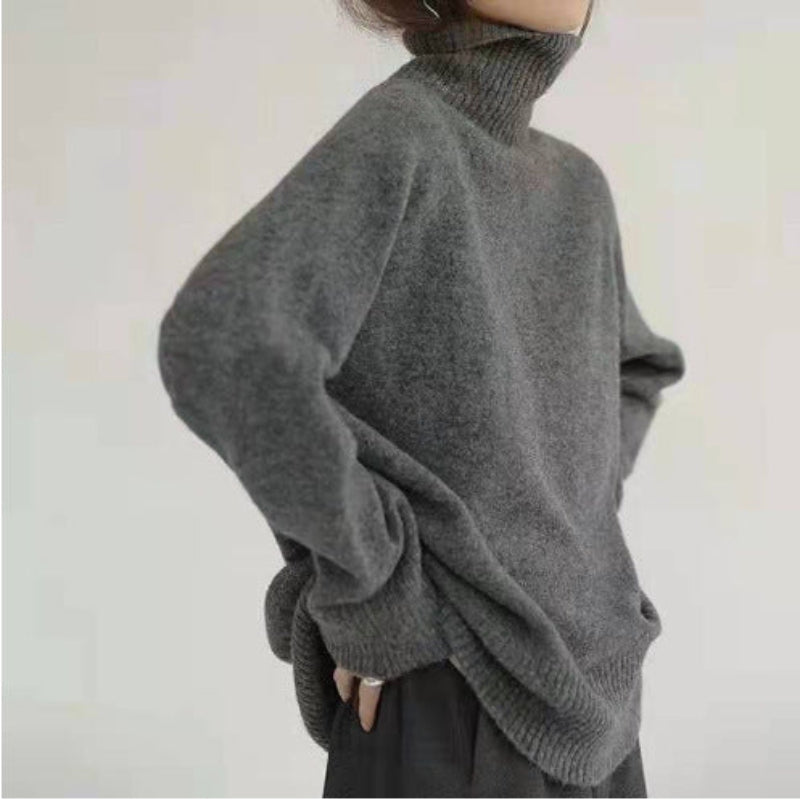 Pull Col Roulé Femme Maille Épaisse – Coupe Ample Décontractée