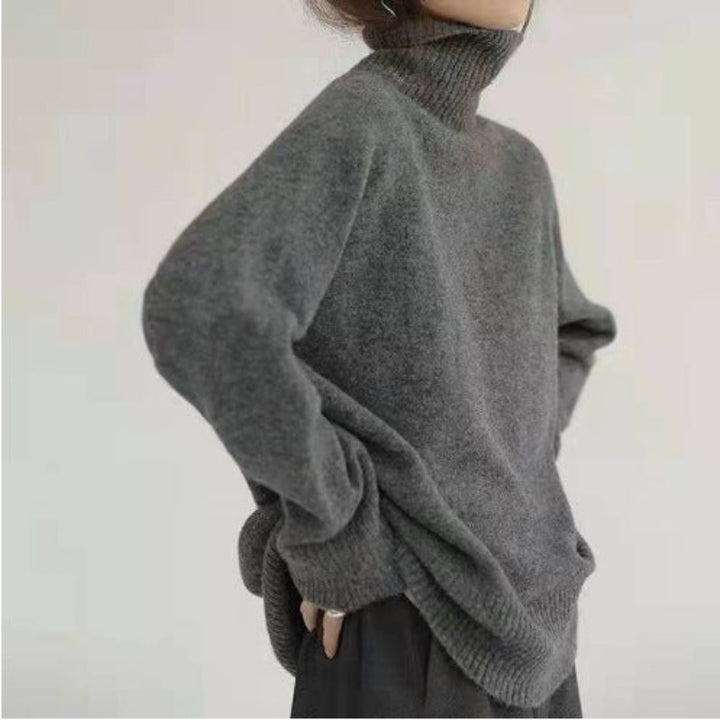 Pull Col Roulé Femme Maille Épaisse – Coupe Ample Décontractée