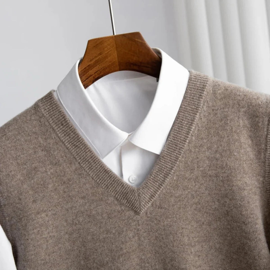 Herren-Strickweste ohne Ärmel – lässiger, weiter geschnittener Pullover