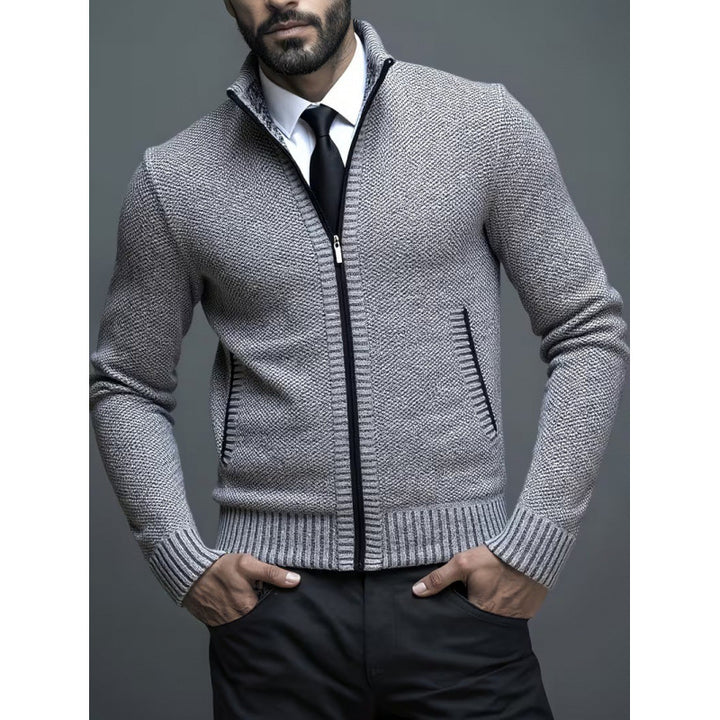 Cardigan Homme en Maille – Col Montant Fermeture Zippée