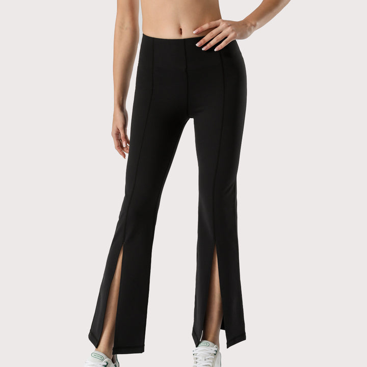 Pantalon Yoga Femme Taille Haute Évasé – Fente Latérale Galbante