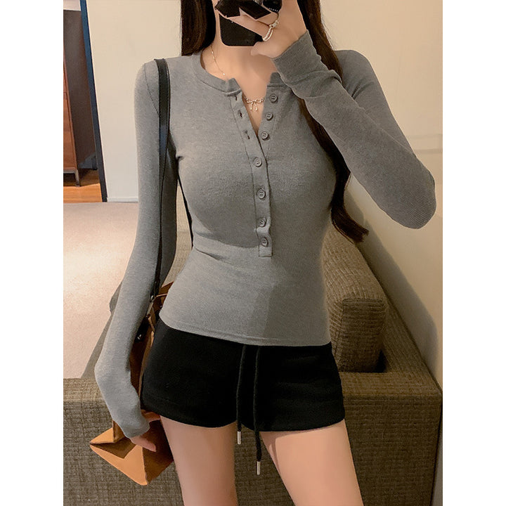 Haut Femme Côtelé en Coton – Coupe Slim Boutonné