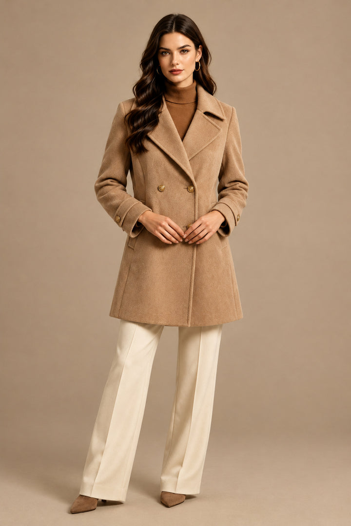 Manteau Femme Court – Coupe Tailleur à Double Boutonnage