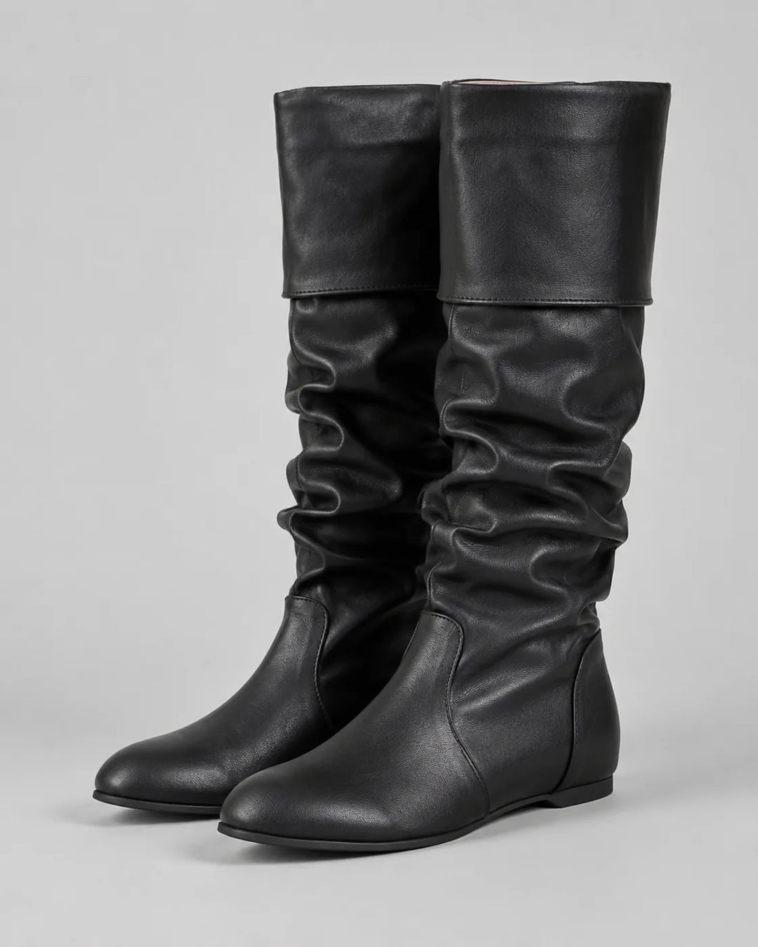 Bottes Femme Hautes à Tige Souple – Talon Plat Effet Froncé