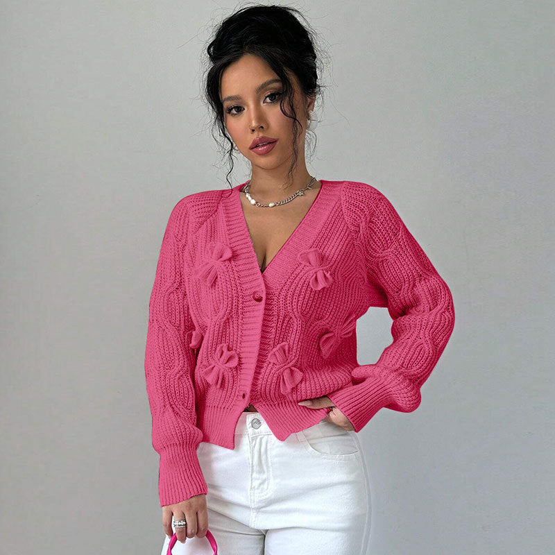 Cardigan Femme en Maille – Détail Nœud Design Court