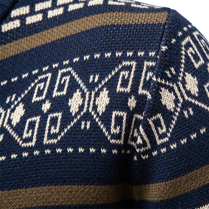 Herren-Pullover mit Reißverschluss aus Baumwolle – Schmal geschnittene Strickjacke