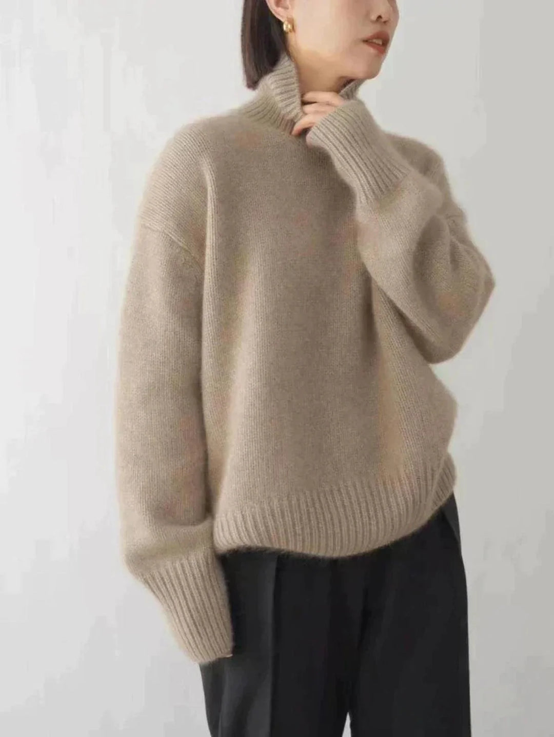 Damen-Rollkragenpullover aus Wolle – bequemer Grobstrick