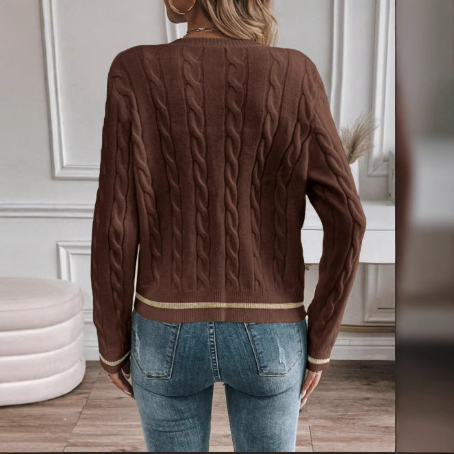 Cardigan Femme en Maille – Tricot Épais Ouvert à Détail Boutons