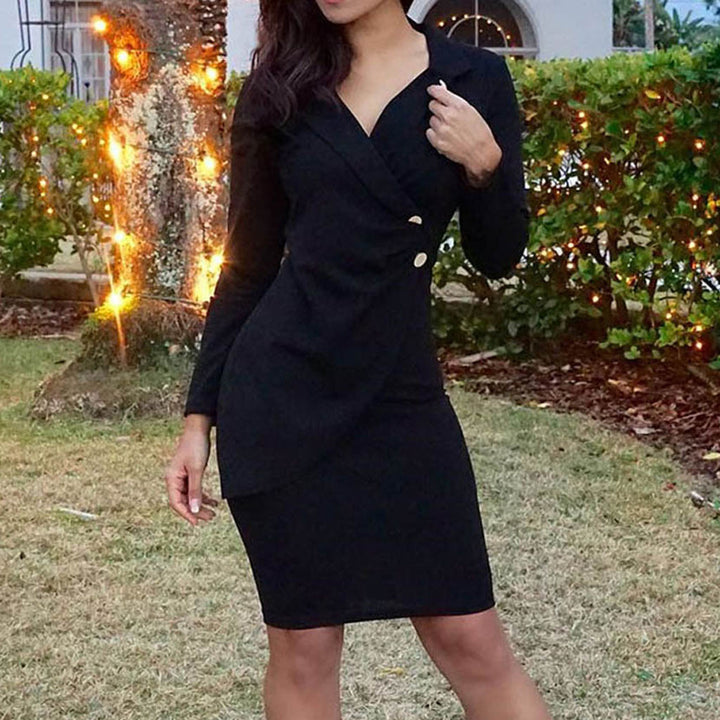 Robe Femme Midi Ajustée – Coupe Tailleur Effet Portefeuille