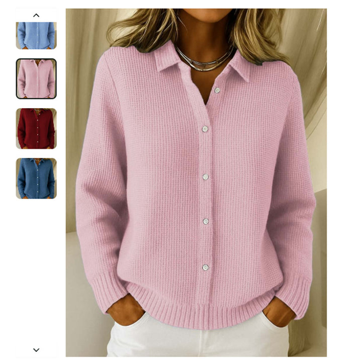 Pull Femme en Maille Boutonné – Col à Revers Décontracté