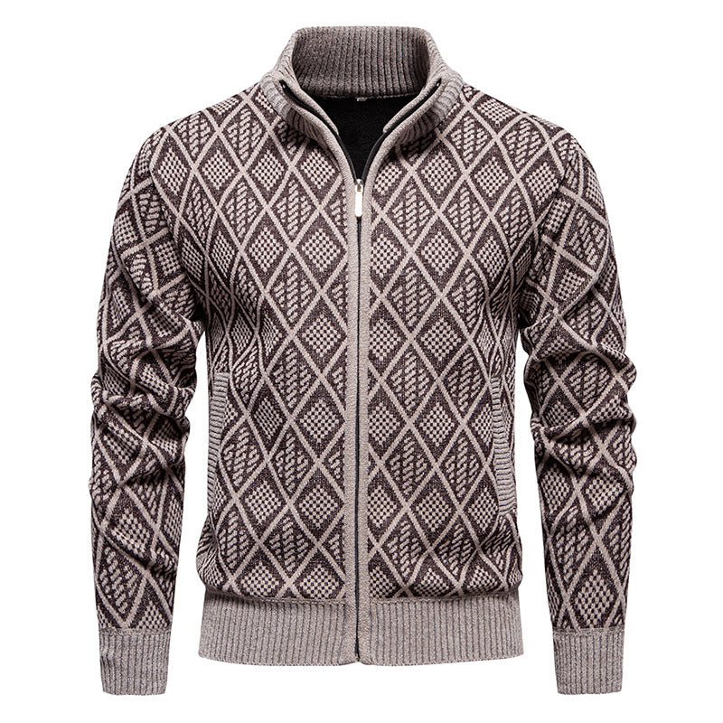 Cardigan Homme à Col Montant – Fermeture Zippée et Poche Côté