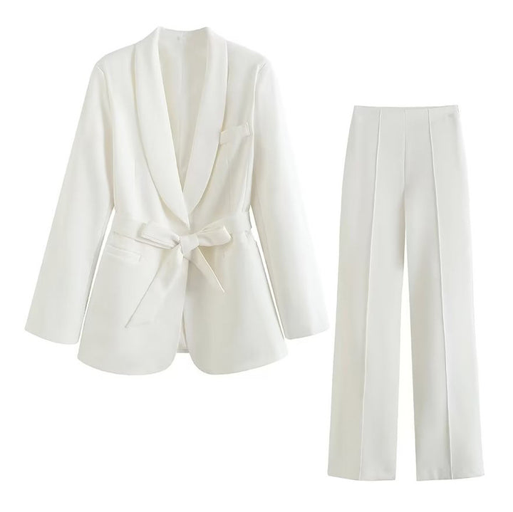 Ensemble Blazer et Pantalon Femme – Taille Ceinturée Élégante