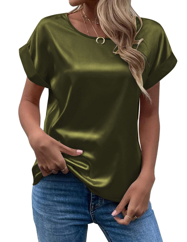 Damen-Bluse aus glattem Stoff – Lässige Passform, minimalistisches Design