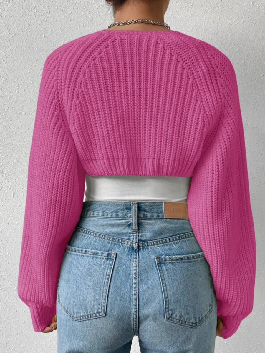 Damen-Pullover aus Wollmischung – Kurze Passform, Ballonärmel