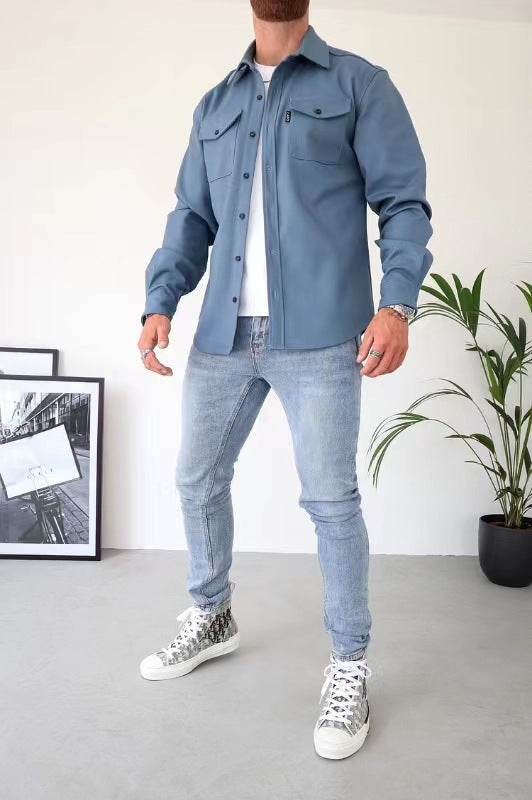 Chemise Homme Coton – Coupe Slim Épaissie Brossée