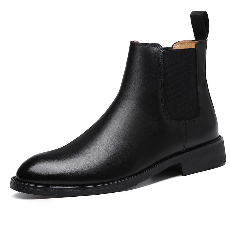 Bottines Homme en Cuir Nubuck – Bout Pointu Talon Compensé