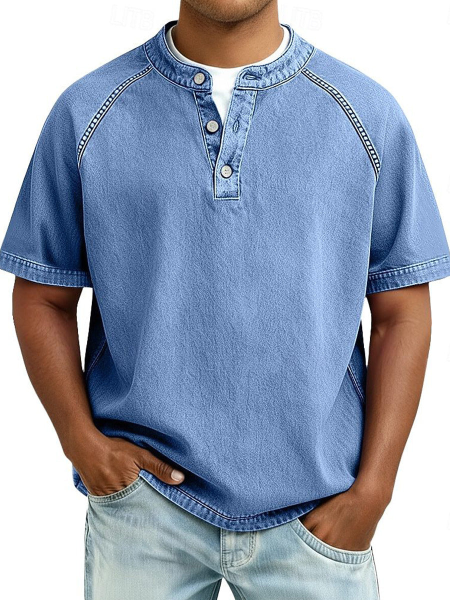 Chemise Homme Manches Courtes – Coupe Ample Fermeture Col Bouton