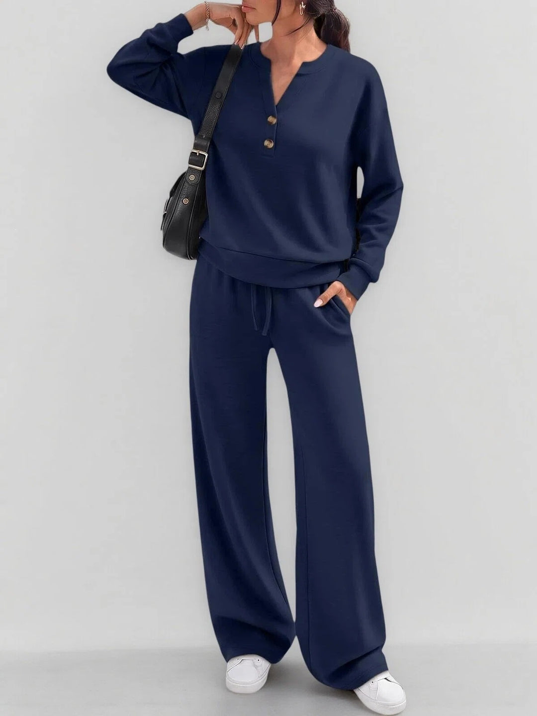 Ensemble Deux Pièces Femme – Haut Manche Longue Ample et Pantalon Large