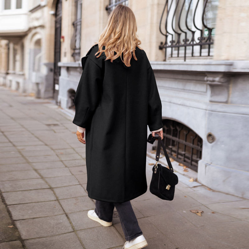 Manteau Long Femme – Coupe Ample Col Tailleur &amp; Boutonnage Élégant