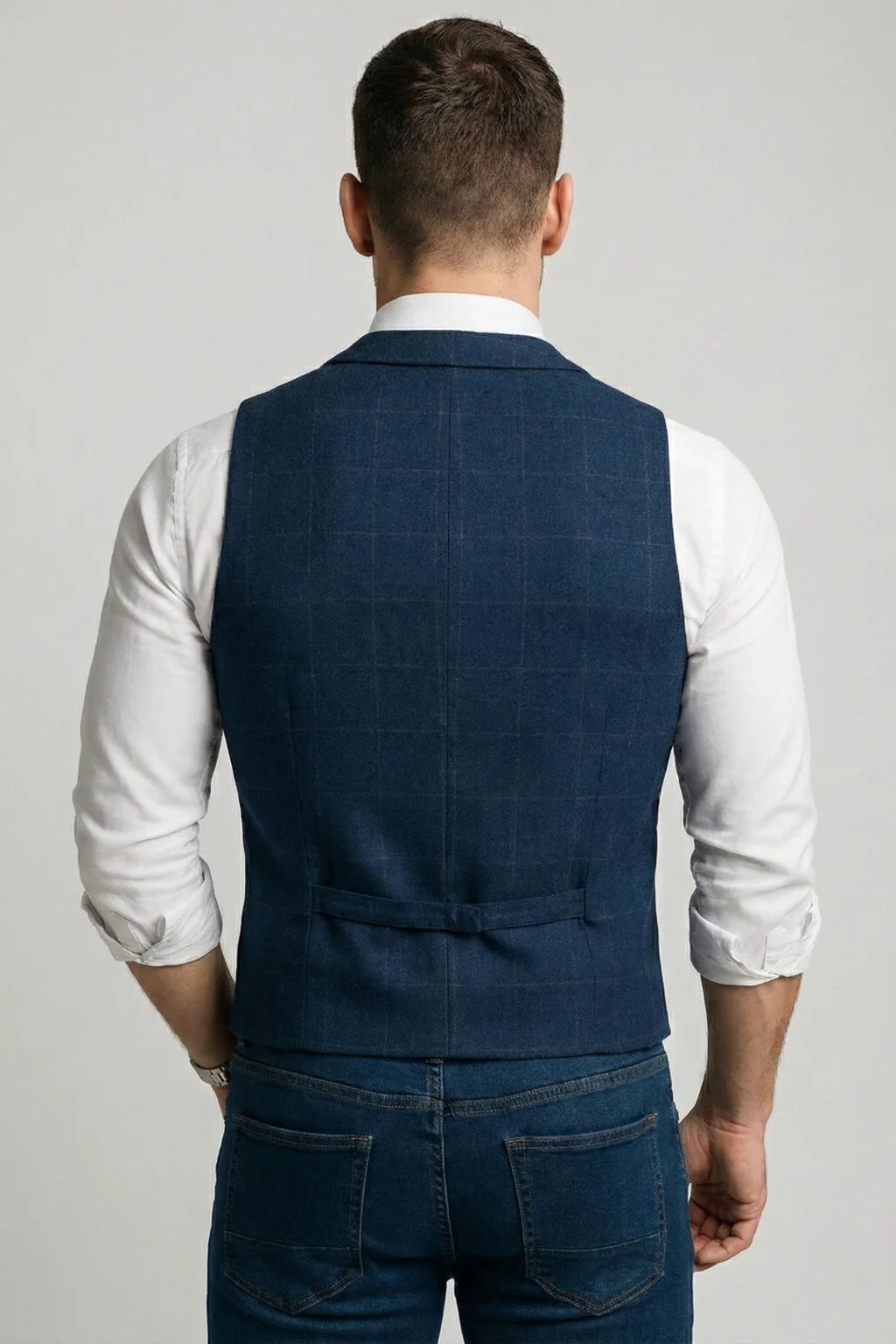 Gilet Homme Slim à Carreaux – Col à Revers Élégant
