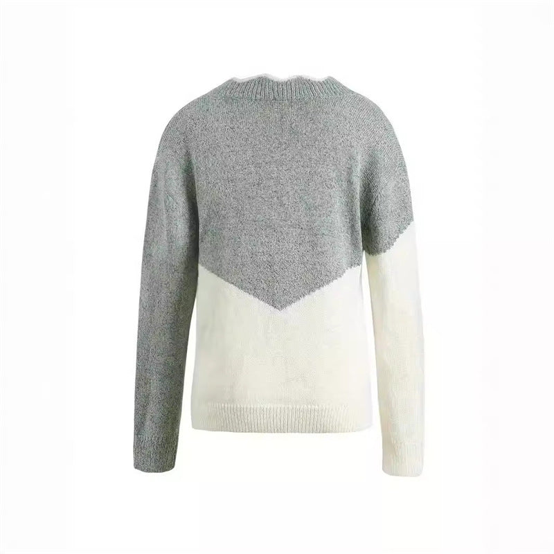 Pull Femme Grande Taille en Maille – Coupe Décontractée Colorblock