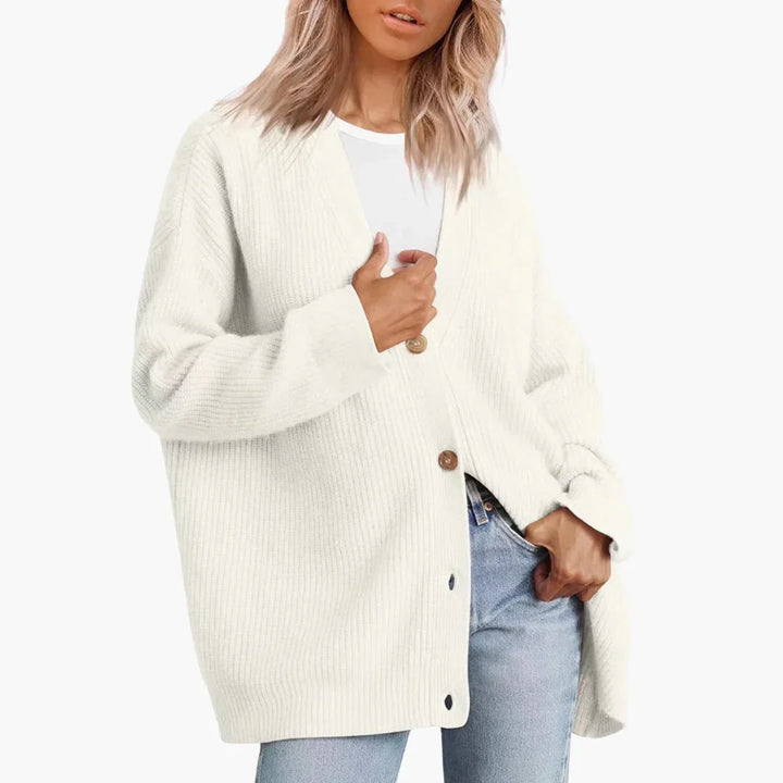 Gerippte Damen-Cardigan – Legerer Schnitt, leicht zu öffnen