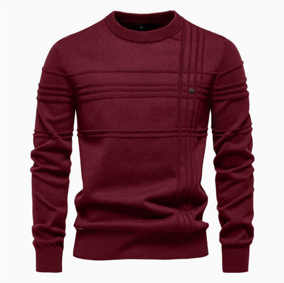 Herren-Pullover aus Baumwolle mit Rundhalsausschnitt – Zeitlose, figurbetonte Passform