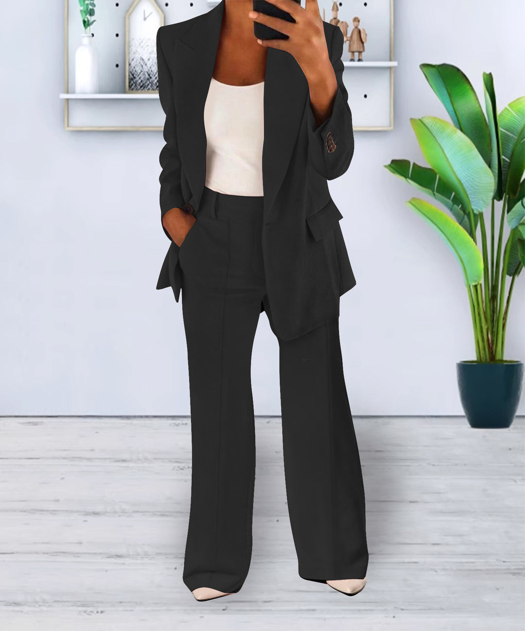 Ensemble Deux Pièces Femme – Blazer Décontracté et Pantalon Droit