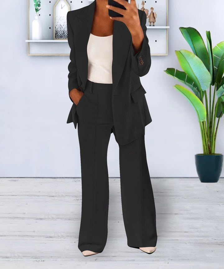 Ensemble Deux Pièces Femme – Blazer Décontracté et Pantalon Droit