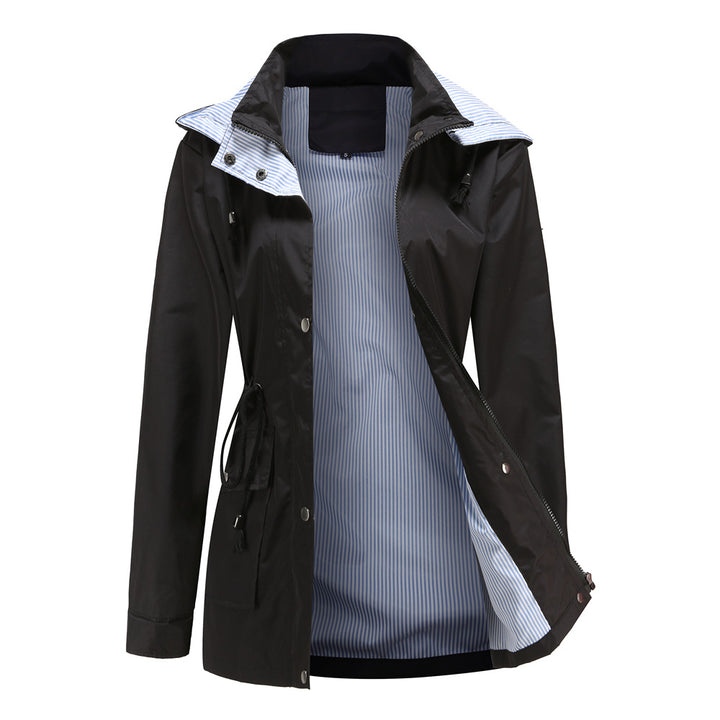 Veste à Capuche Femme – Taille Ajustable &amp; Doublure Rayée