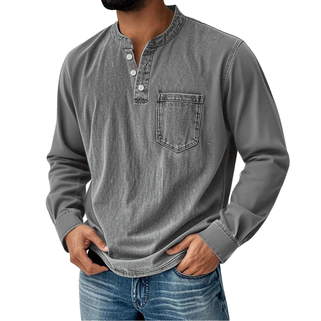 Herren-Henley mit langen Ärmeln – Slim Fit mit drei Knöpfen