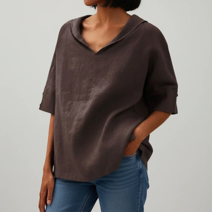 Blouse Femme Coupe Décontractée – Tissu Léger Manches Courtes